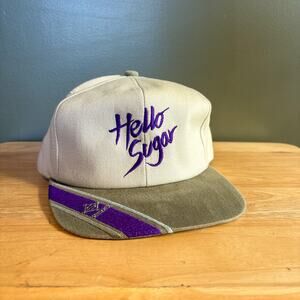 Vintage Hello Sugar Seedex Tan Purple K-Products Strapback Hat